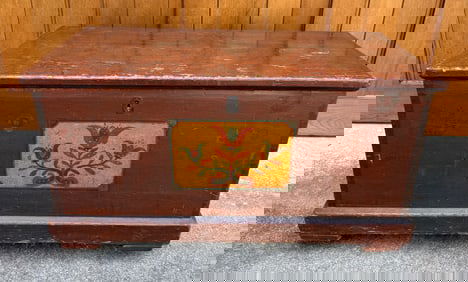 19TH C. PAINT DECORATED BLANKET CHEST