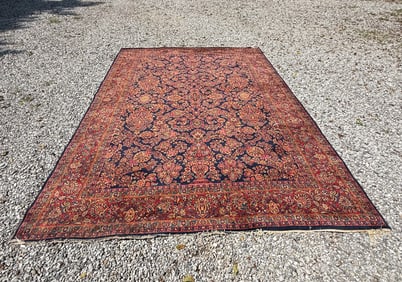 ANTIQUE BLUE SAROUK ORIENTAL RUG