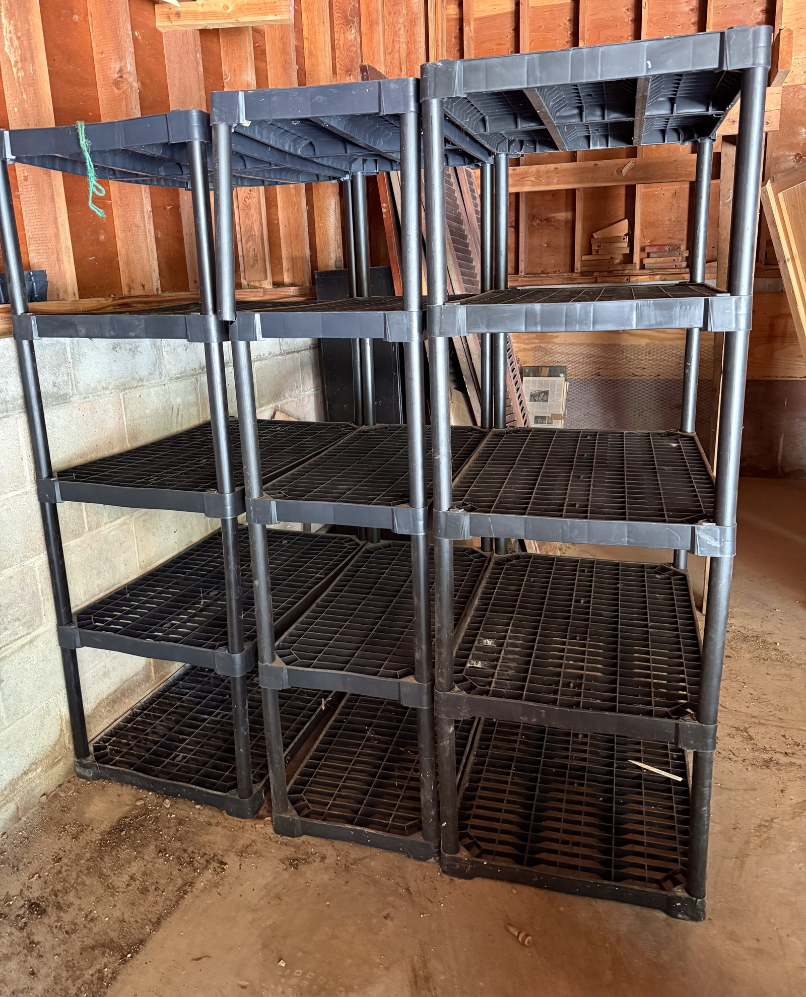 (3) SETS OF PLASTIC SHELVING (1 of 2)