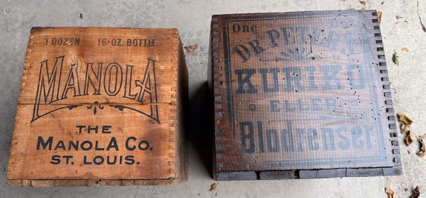 (2) WOODEN ADVERTISING CRATES