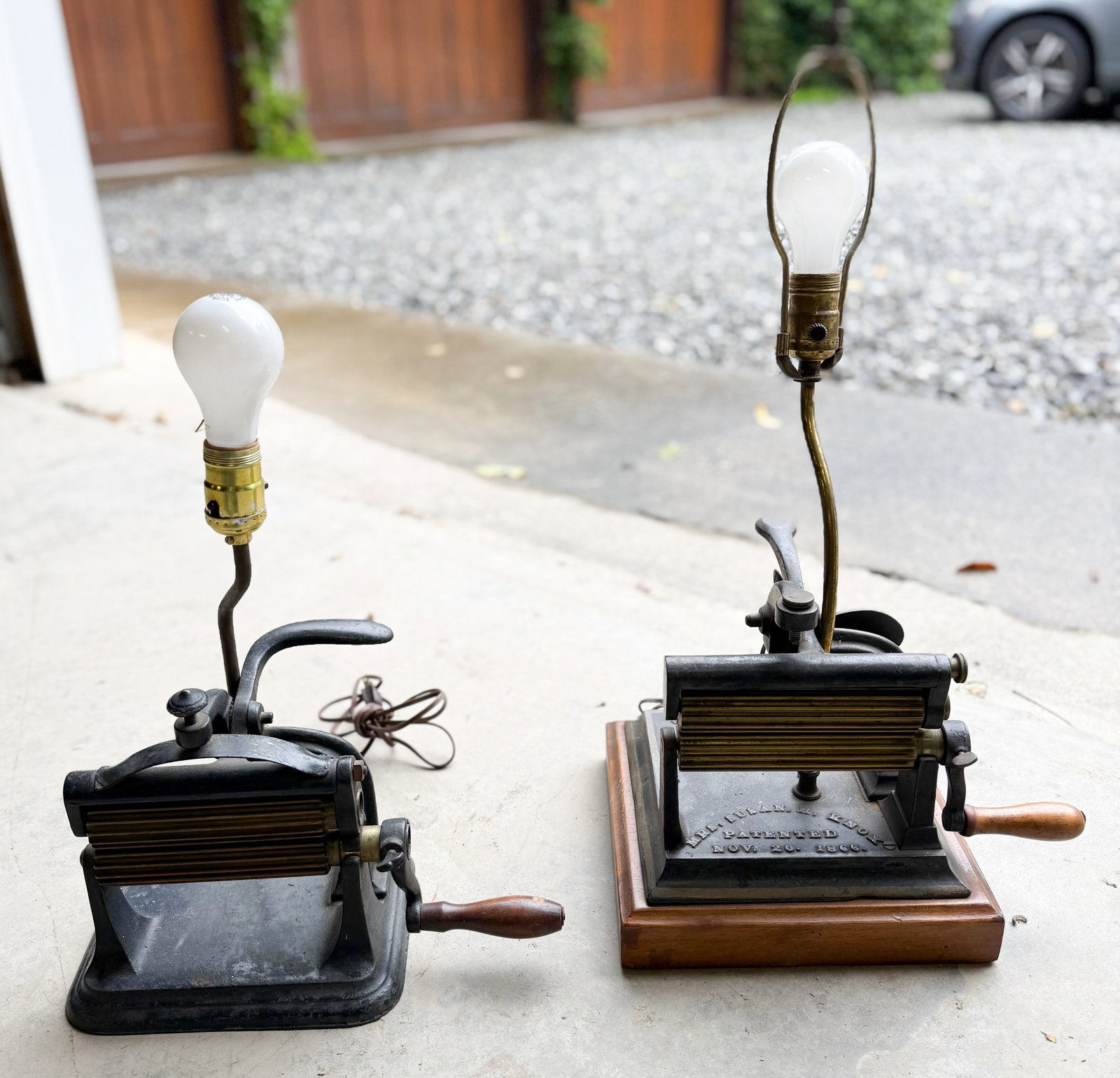 (2) ANTIQUE FLUTING IRONS / LAMPS (1 of 8)