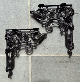 PAIR OF CAST IRON SHELF BRACKETS