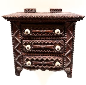 TRAMP ART MINIATURE CHEST