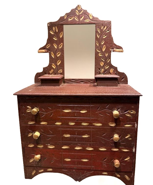 TRAMP ART MINIATURE DRESSER (1 of 6)