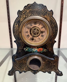 CAST IRON FRONT MANTLE CLOCK
