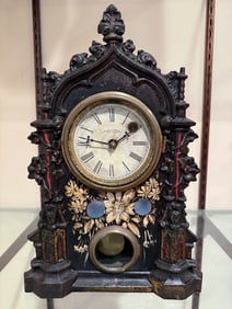 CAST IRON FRONT MANTLE CLOCK