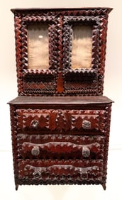 UNUSUAL TRAMP ART MINIATURE CABINET