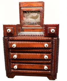 TRAMP ART MINIATURE DRESSER