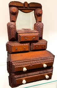 TRAMP ART MINIATURE DRESSER