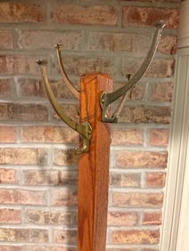 ANTIQUE OAK CLOTHES TREE / HAT RACK