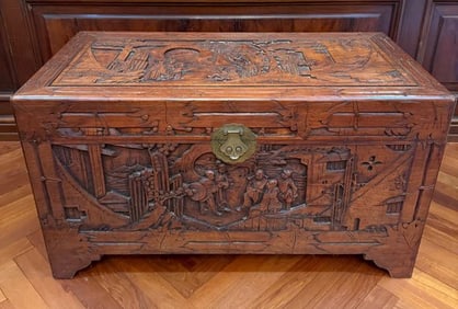 JAPANESE CARVED WOODEN CHEST