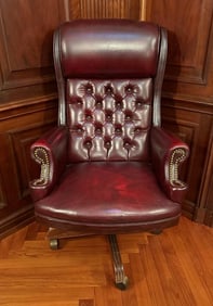 HIGH BACK CHESTERFIELD LEATHER OFFICE CHAIR