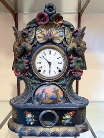 WATERBURY CLOCK CO. CAST IRON FRONT MANTLE CLOCK