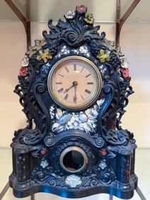 BRISTOL BRASS AND CLOCK CO. CAST IRON FRONT MANTEL CLOCK