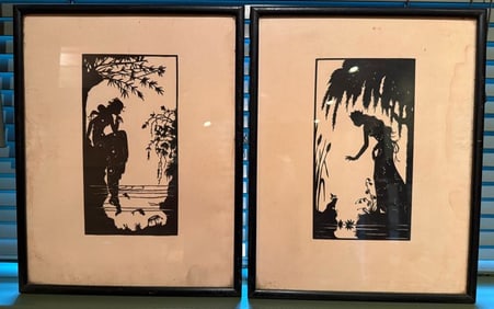 (2) VINTAGE FRAMED PAPER CUTTINGS