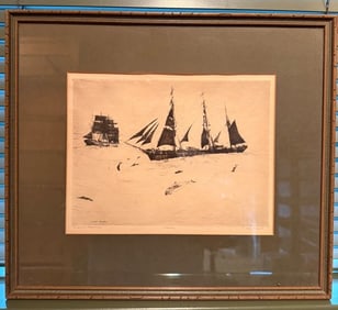 PHILIP KAPPEL ETCHING, PORPOISES