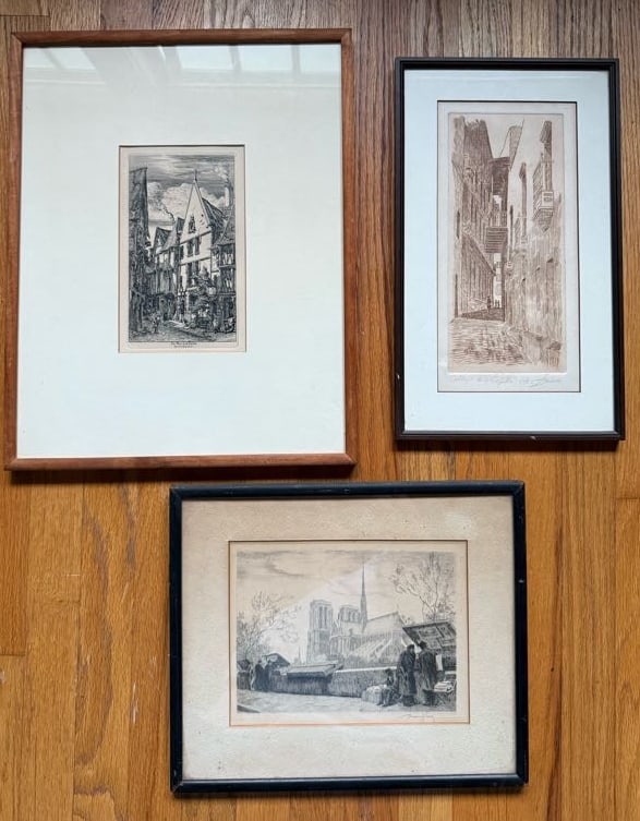 LOT OF VINTAGE ETCHINGS (1 of 6)