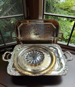 LOT OF SILVERPLATE TRAYS
