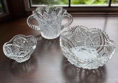 LOT OF CUT / PRESSED GLASS