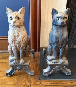 PAIR OF CAT ANDIRONS