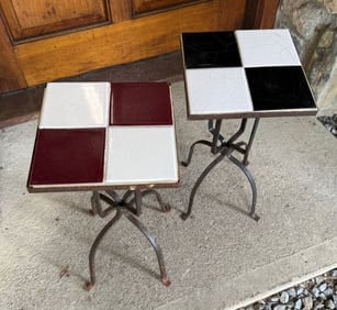 WROUGHT IRON / TILE SIDE TABLE