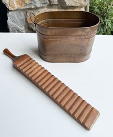 SMALL COPPER BOILER AND MANGLE BOARD