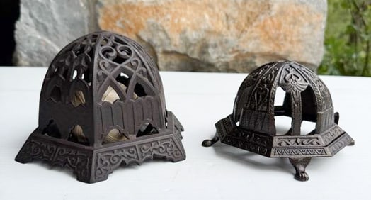 (2) CAST IRON COUNTERTOP STRING HOLDERS