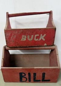 (2) WOODEN TOOL TOTES