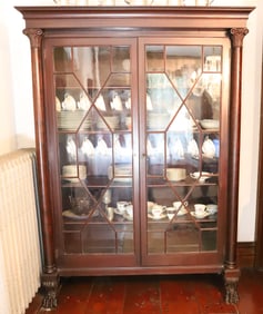 MAHOGANY TWO-DOOR CHINA CUPBOARD