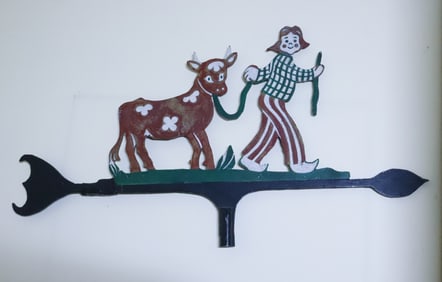 VINTAGE PAINTED WEATHERVANE, WELSH FARMS LOGO