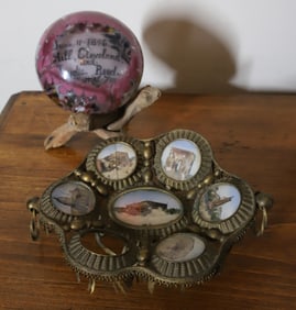 19TH C. PAPERWEIGHT AND SOUVENIR BOWL