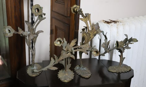 (4) CAST METAL WALL SCONCES