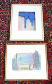 (2) FRAMED MIXED MEDIA PAINTINGS