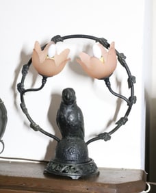 CAST METAL BIRD LAMP