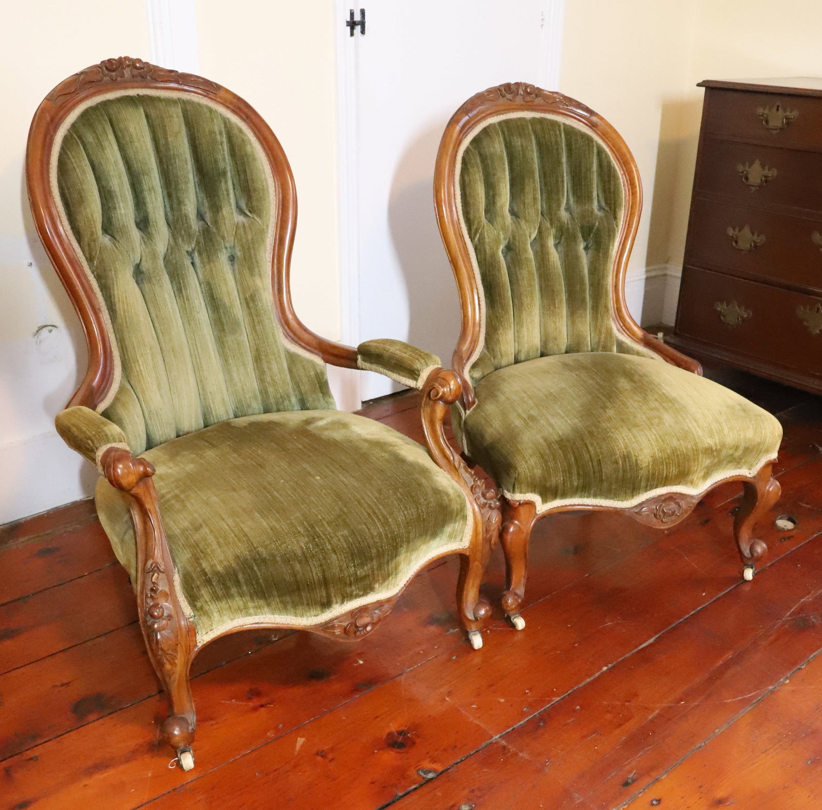 (2) UPHOLSTERED VICTORIAN CHAIRS (1 of 3)