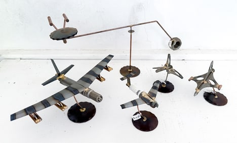 LOT OF FOLK ART AIRPLANES, SPACESHIPS