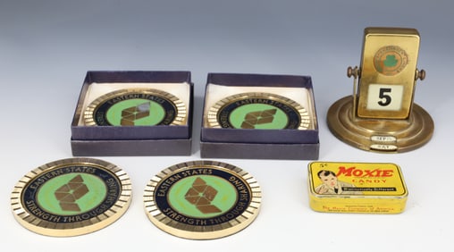 MOXIE TIN, ADVERTISING CALENDAR / COASTERS