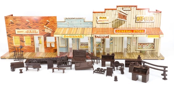 MARX TIN LITHO WESTERN TOWN PLAYSET
