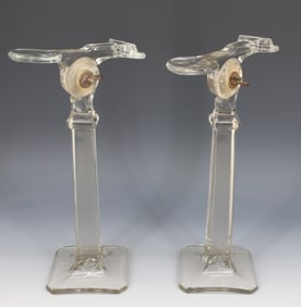 PAIR OF GLASS SHOE DISPLAYS