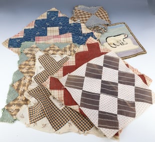 LOT OF QUILT SQUARES AND POLAR BEAR MAT