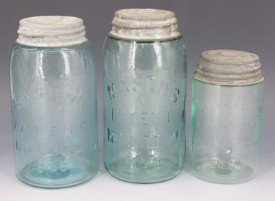 (3) MASON'S PATENT FRUIT JARS