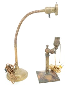 (2) BRASS DESK LIGHTS