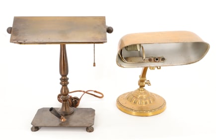 (2) BRASS DESK LIGHTS