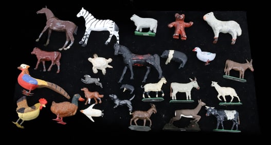 LOT OF PAINTED ANIMALS, LEAD, COMPOSITION