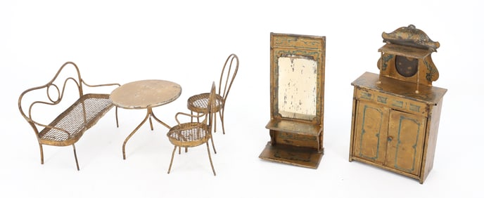 ANTIQUE WIRE / TIN MINIATURE FURNITURE