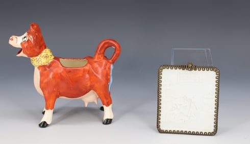 BORDEN COW CREAMER AND LITHOPANE PANEL