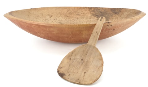 PAINTED WOODEN TRENCHER, BOWL