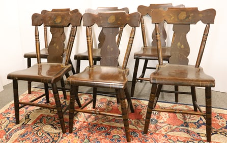 (6) PAINT DECORATED COUNTRY CHAIRS