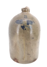 THREE-GALLON BLUE DECORATED JUG