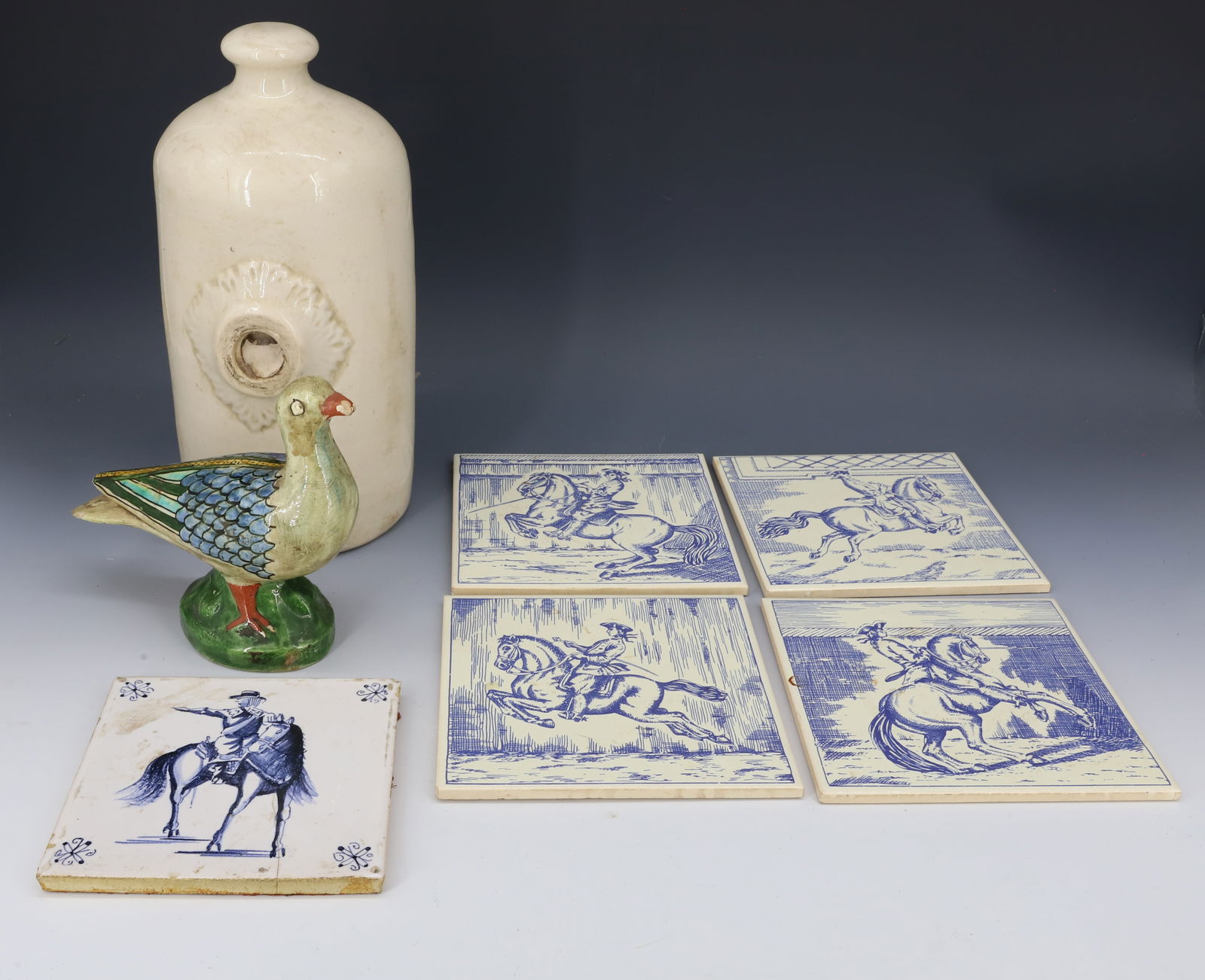 LOT OF TILES, FOOTWARMER AND BIRD BANK (1 of 5)